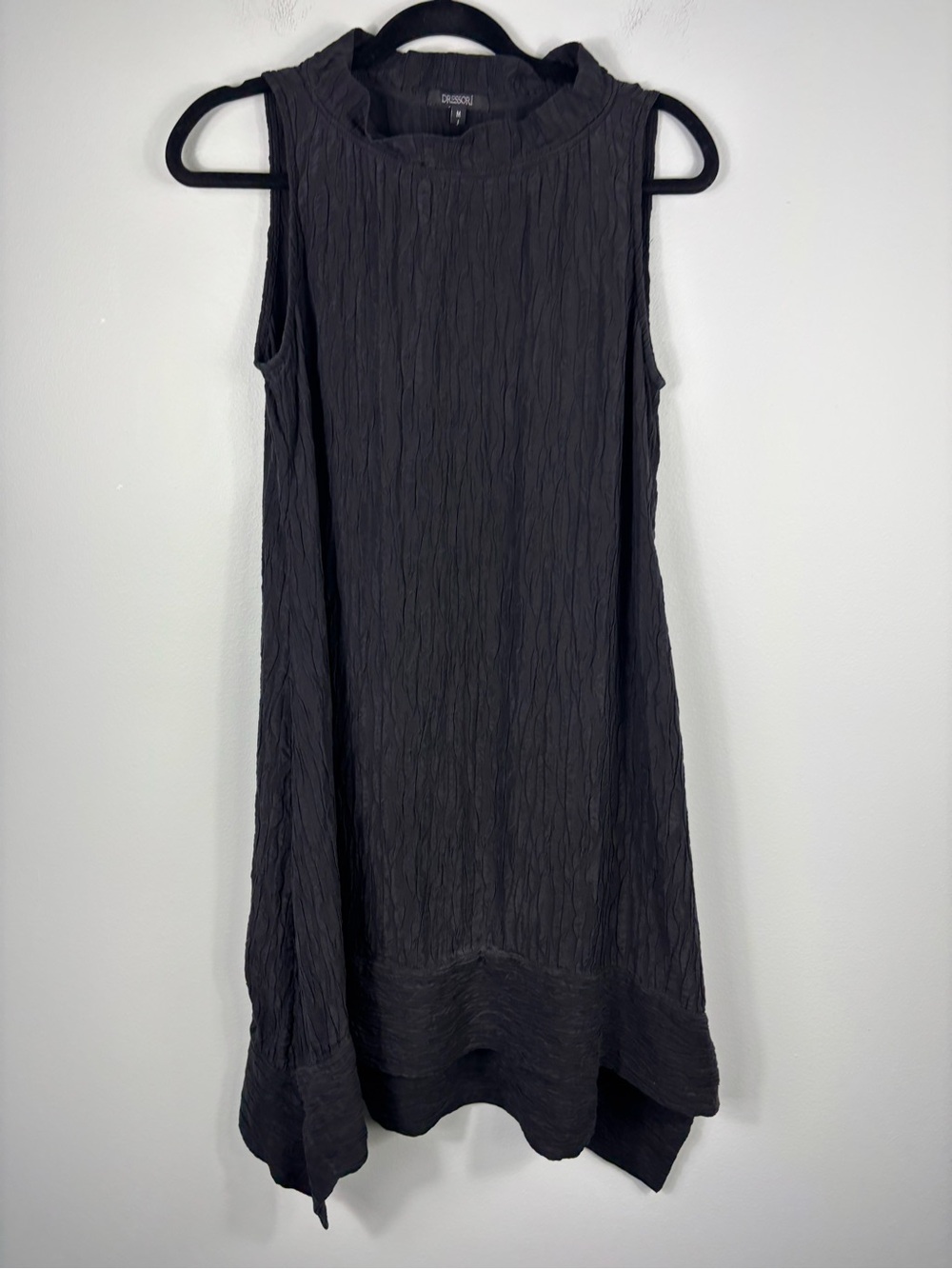 Dressori Silk Crinkle Lagenlook Sleeveless Mock Next Tunic Dress Sz M